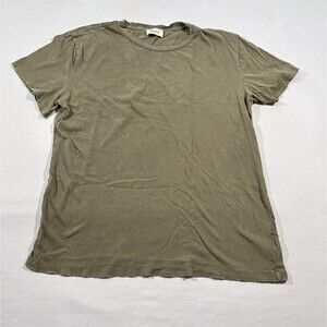 Elwood Mens Olive Green Single Stitch Organic Cotton T-Shirt Distressed Tee Sz L